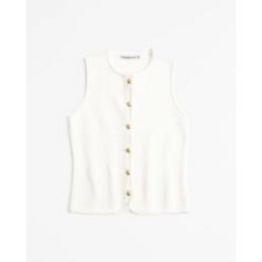 Abercrombie The A&F Mara Crew Sweater Vest in Cream
